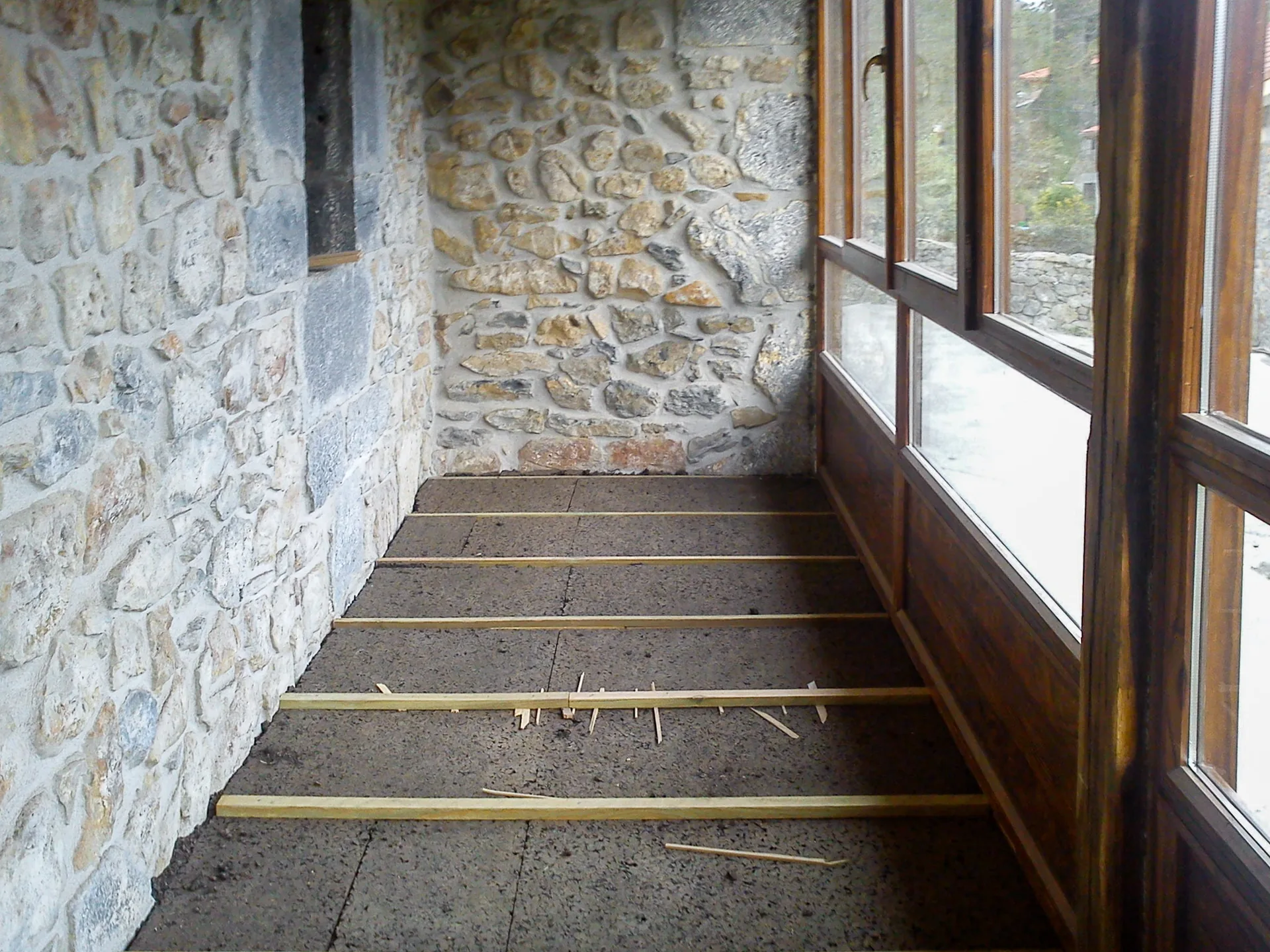 Adding cork insulation to viewing deck
