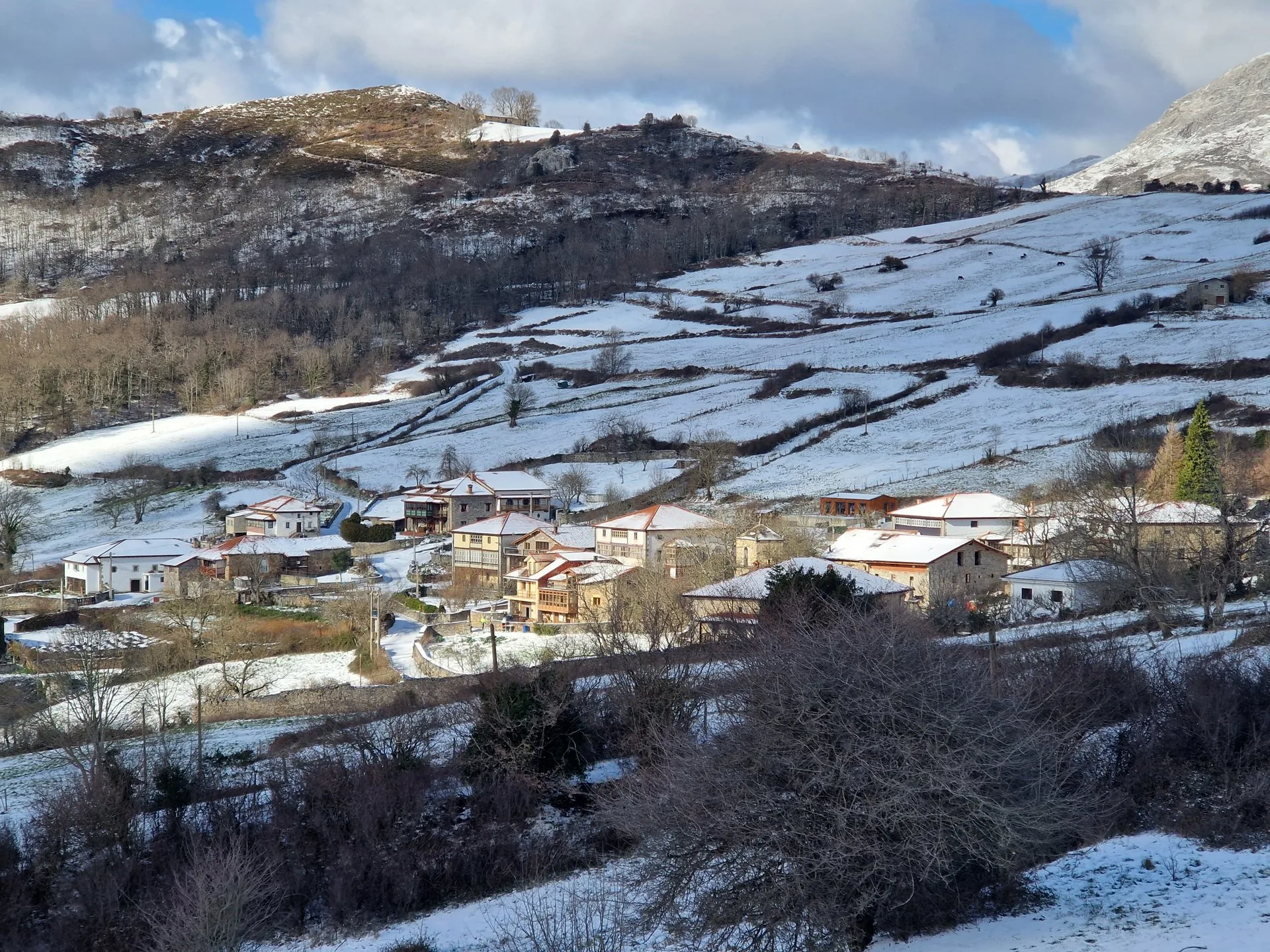 Aja village in winter snow